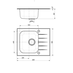 Zlewozmywak szklany Alveus VITRO 10 POP-UP 3 1/2 60X50 satyna - czarny 1114557